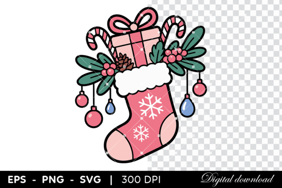 Download Pink Christmas Stocking with Candy Canes - Premium Resources