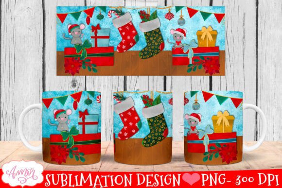 Download Christmas Stocking Mug Wrap PNG Design - Premium Resources